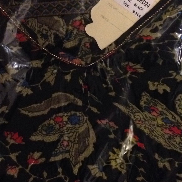 Round neck Boho leaf print tunic/dress 1X,2X,3X - Picture 4 of 5